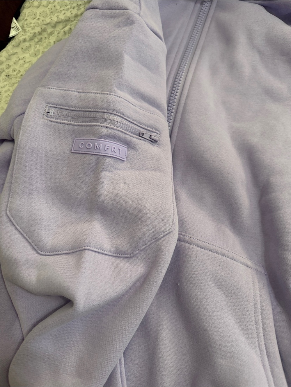 Lilac Zip-Up Hoodie with Comfrt Logo Airplane Mode Zip up Hoodie - Picture 5 of 10